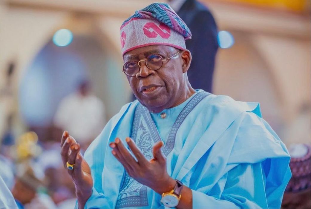 President Bola Tinubu praying in a Mosque