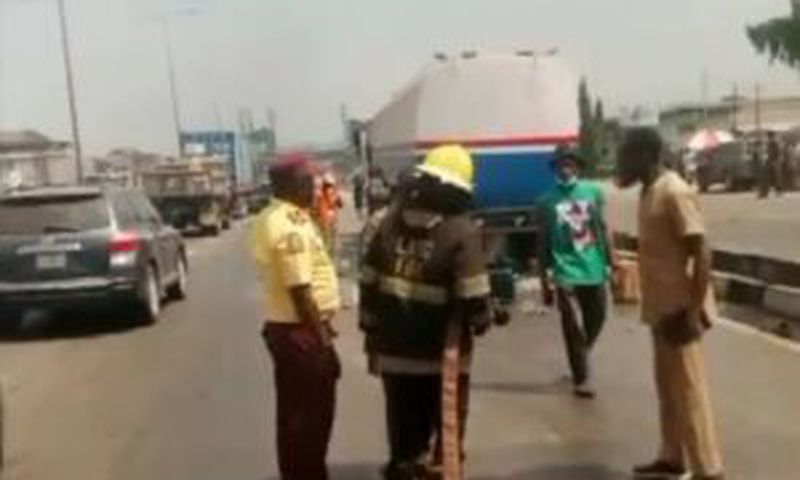 LASTMA averts major disaster as diesel tanker spills content near Oshodi Oke