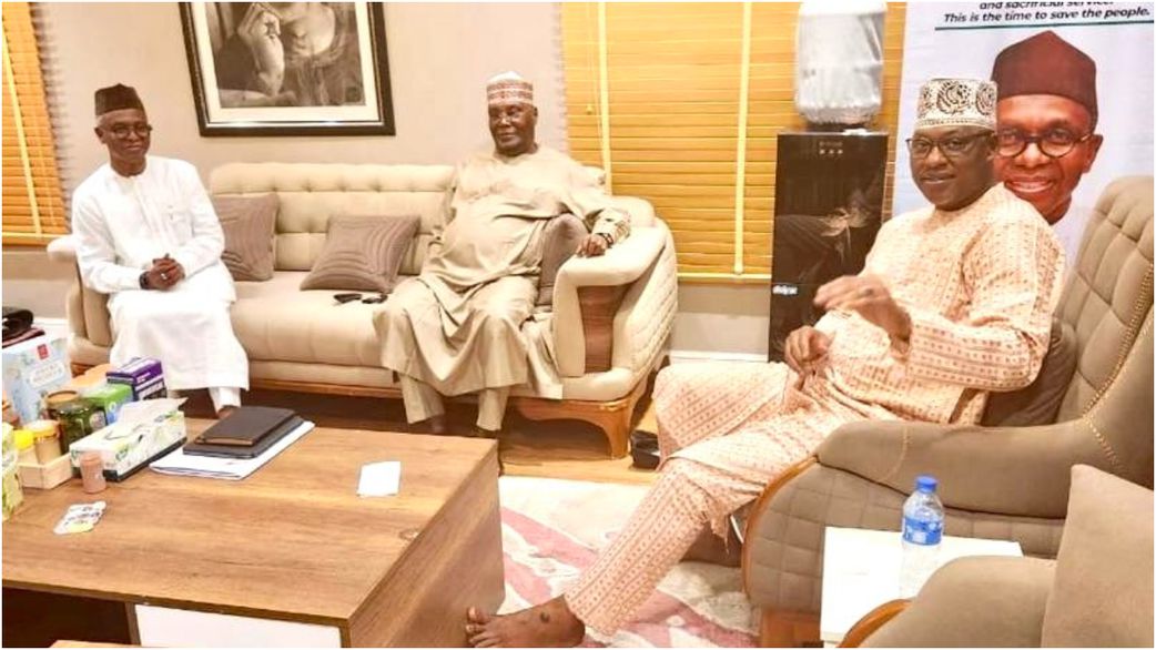 Atiku, a prominent figure in the Peoples Democratic Party (PDP), was accompanied by Alhaji Musa Halilu (Dujima Adamawa) during the closed-door meeting at El-Rufai’s residence. [X, formerly Twitter]
