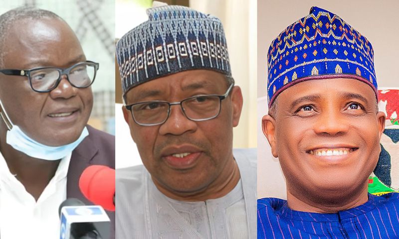 L-R: Former governor of Benue State, Samuel Ortom; former head of states, Ibrahim Babangida and former governor of Sokoto State; Senator Aminu Tambuwal. [Facebook]
