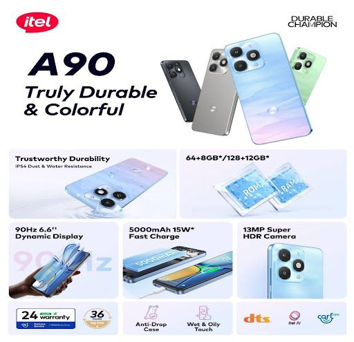 Meet itel A90: The only colorful & durable smartphone you can get for under N100k
