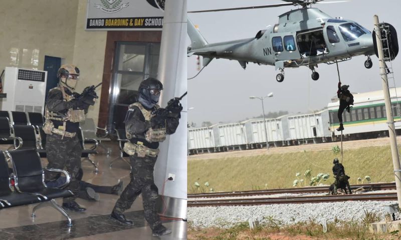 Nigerian troops during the counter-terrorism drill in Abuja. [Facebook]