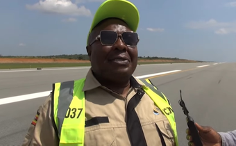 Godfrey Kirumira at Kabalega International Airport