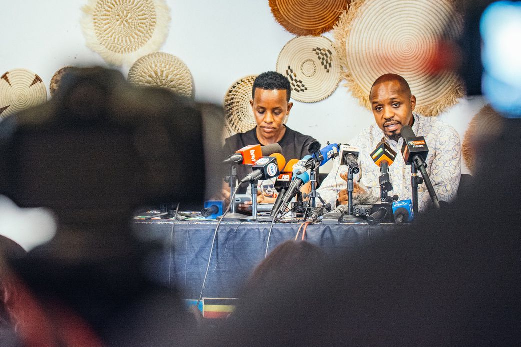 Agather Atuhaire at the press conference in Nairobi