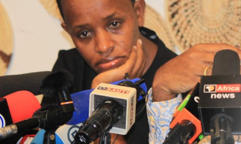 Agather Atuhaire at the press conference in Nairobi
