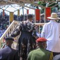 President Yoweri Museveni and his wife Janet on arrival at the Namugongi Anglican Martyrs site