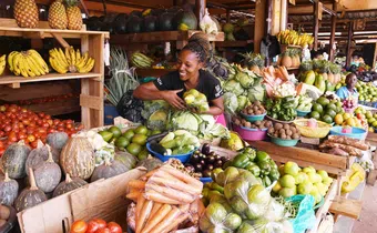 A Ugandan woman at her business