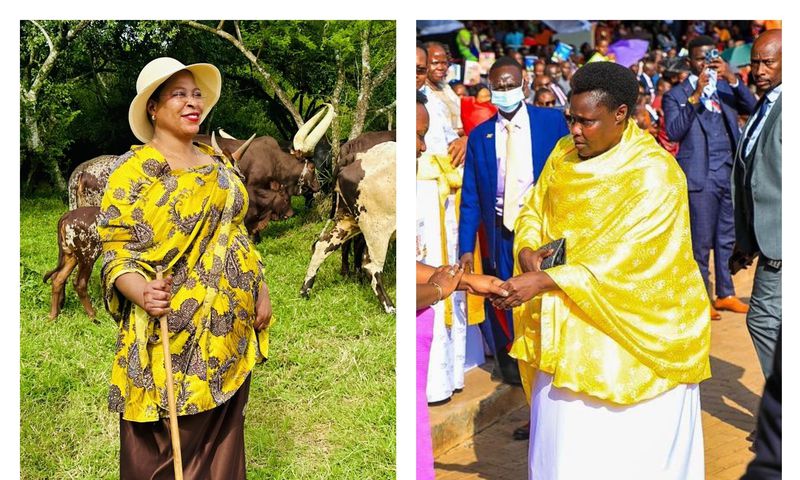 Anita Among and Jessica Alupo donned the Ankole Suuti recently