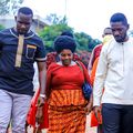 Bobi Wine and LOP Joel Ssenyonyi with Eddy Mutwe's mother Jane Natumbwe at Masaka Central Prison