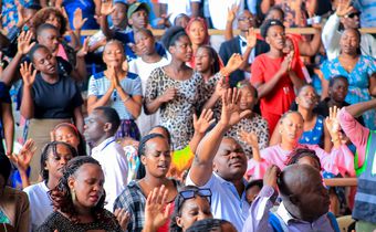 A born-again church service