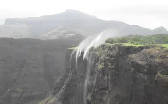 This waterfall gets its name because the water appears to flow upwards during the monsoon season.