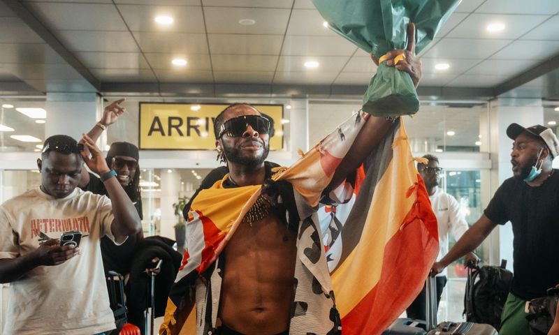 Dexta Daps arrived at Entebbe Airport on Wednesday