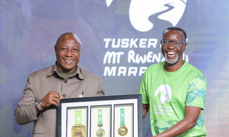 Minister Godfrey Kabbyanga and Amos Wekesa launched the 2025 Rwenzori Marathon