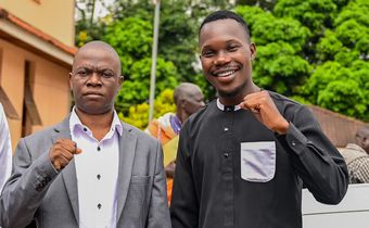Alex Luwemba with the late Muhammad Ssegirinya