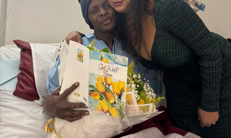 Juliet Zawedde, the Ugandan businesswoman based in Boston, Massachusetts, visited singer Jose Chameleone at Nakasero Hospital on Monday, December 16.