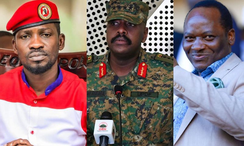 Bobi Wine, Gen Muhoozi Kainerugaba and Mathias Mpuuga