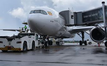 Uganda Airline's A330 Neo before take off to UK