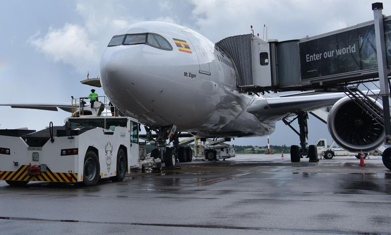 Uganda Airline's A330 Neo before take off to UK