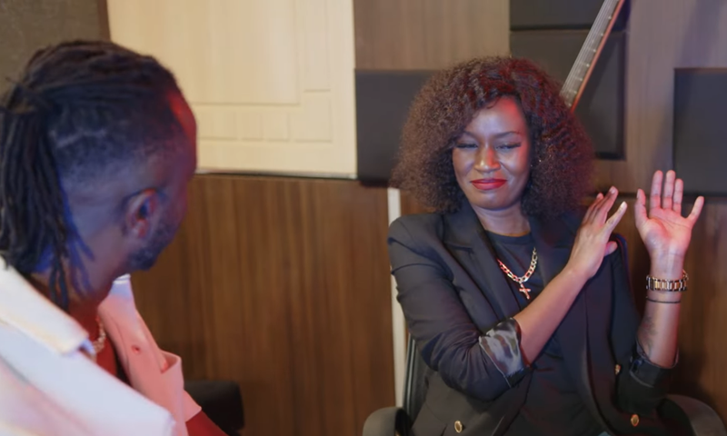 Juliana Kanyomozi and Bebe Cool in studio