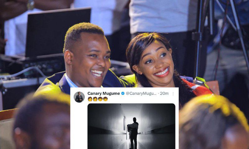 Canary Mugume and Sasha Ferguson and overlay of his post on X.