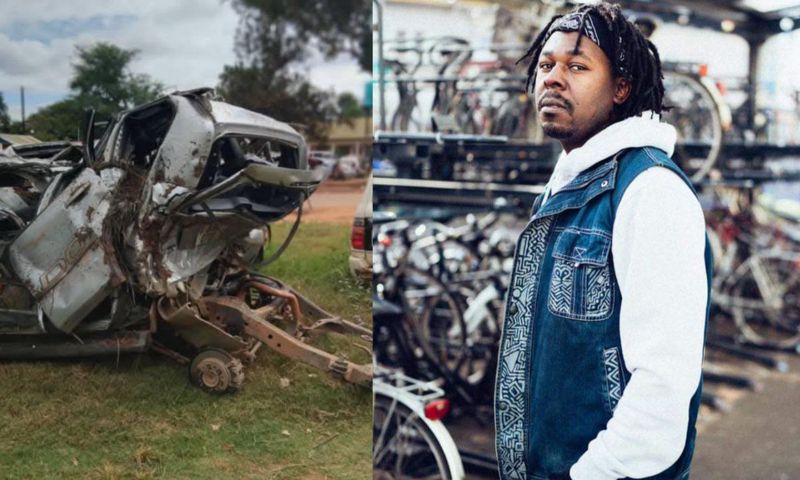 A collage of Maro and the car that he reportedly got the accident in.