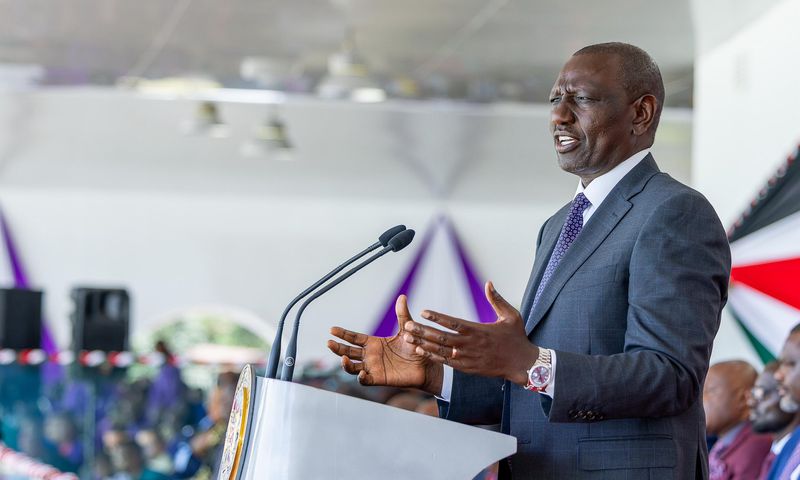 President William Ruto during the Labour Day celebrations at Uhuru Gardens