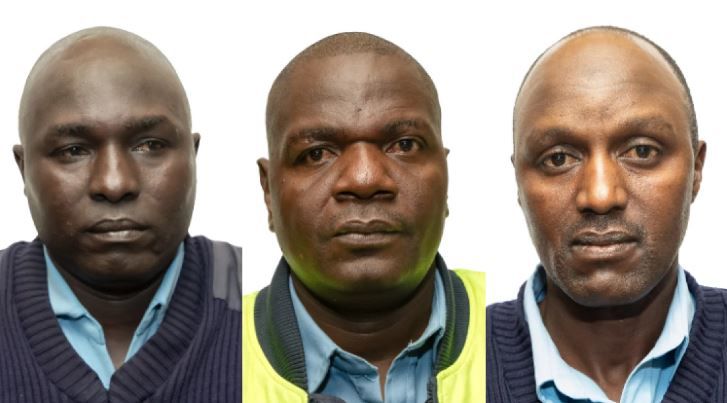 A collage of the three police officers arrested by EACC detectives for receiving bribes in Nairobi