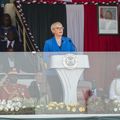 Nataša Pirc Musar, Slovenia's first woman president, gives her remarks at Kenya's Madaraka Day Celebrations at Raila Odinga Stadium, Homa Bay