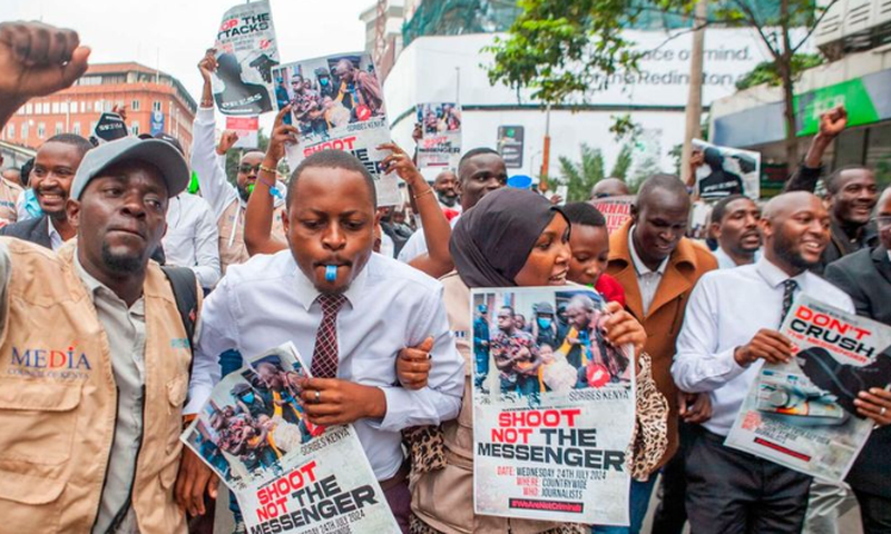 File image of journalists protesting in the Central Business District on July 24, 2024, over police brutality against the media.