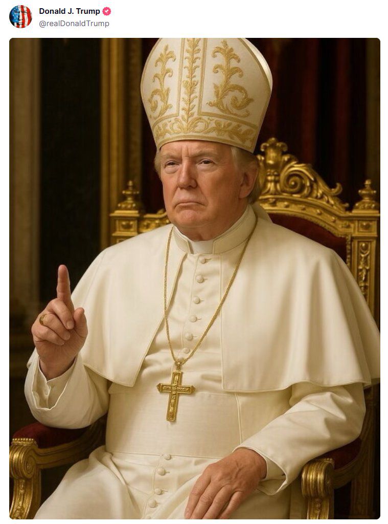 Reactions after Trump posted an image of himself as pope on social media