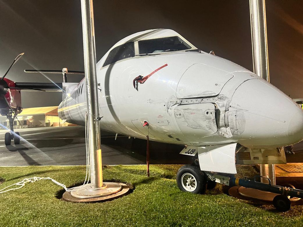 Jambojet Aircraft damaged after accident at JKIA VIP pavilion