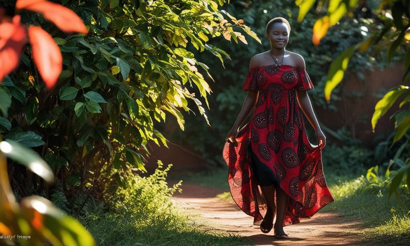 An AI-generated image of an African woman walking in nature