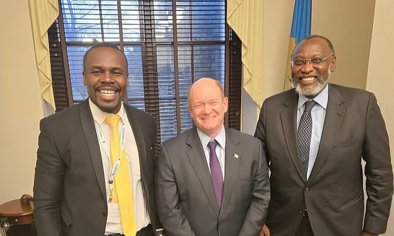 South Mugirango MP Sylvanus Osoro with Senator Chris Coons and Muhoho Kenyatta