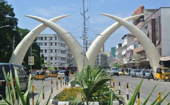 File image the iconic artificial elephant tusks located along Moi Avenue in Mombasa