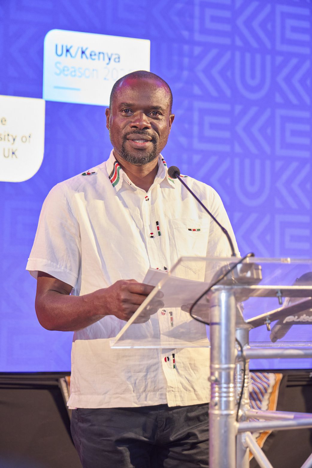 A representative from the Kenyan State Department of Culture, The Arts & Heritage speaks at the launch of the UK/Kenya Season 2025