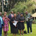 The family of the late powerful Provincial Commissioner Isaiah Kiplangat Cheluget addressing the press on Saturday, May 10