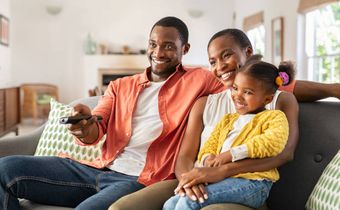 A family watching tv