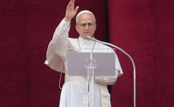 Pope Leo XIV delivering his first Sunday message from the central balcony of Saint Peter's Basilica on May 11, 2025 (Courtesy)