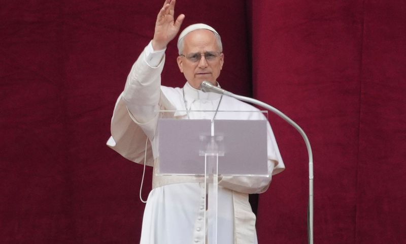 Pope Leo XIV delivering his first Sunday message from the central balcony of Saint Peter's Basilica on May 11, 2025 (Courtesy)