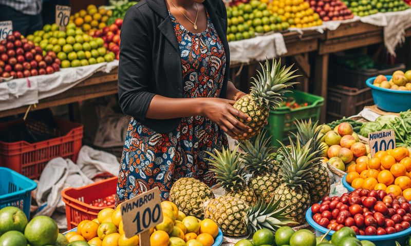 An AI-generated image of a woman picking pineapples