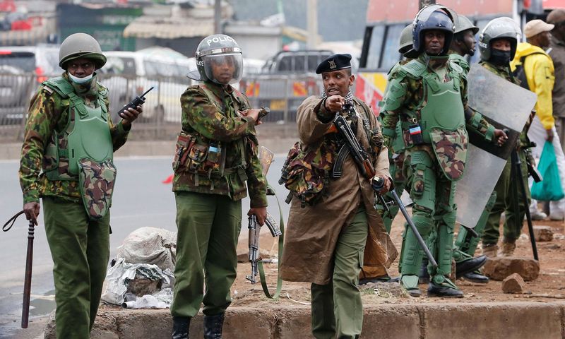 Anti-riot police officers in Nairobi CBD
