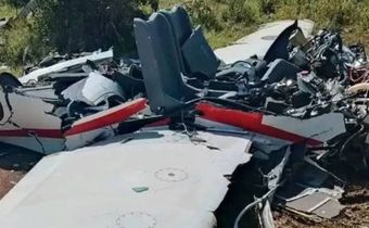 The wreckage of the Kenya Airforce plane which crashed in Kwale on Saturday, June 14