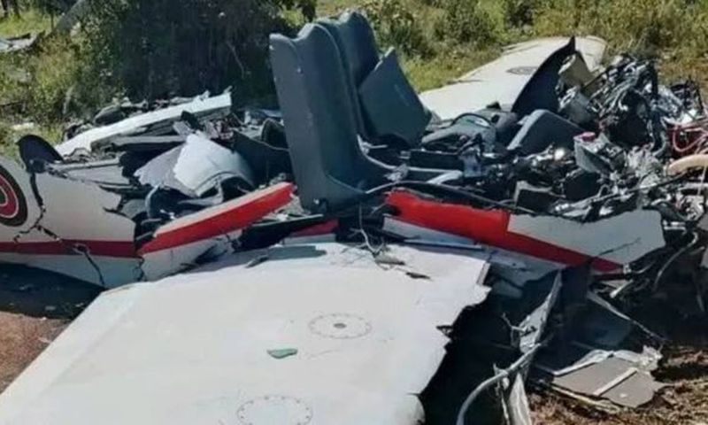 The wreckage of the Kenya Airforce plane which crashed in Kwale on Saturday, June 14