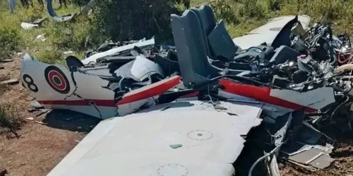 The wreckage of the Kenya Airforce plane which crashed in Kwale on Saturday, June 14