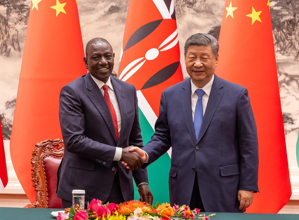 President William Ruto with Chinese President Xi Jinping during a state visit to China