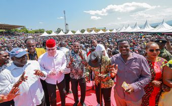Politicians allied to President William Ruto at an empowerment event in Sirisia on Saturday, June 14