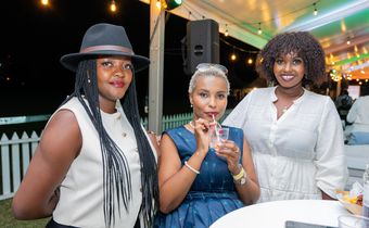 Praise, Vanessa and Jane enjoy a drink after the Polo games at the 2025 Davis Cup.