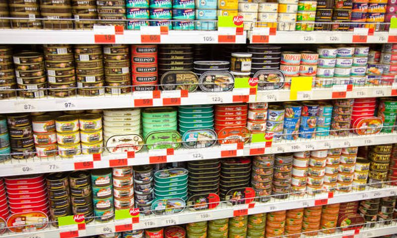 Goods in a supermarket shelf