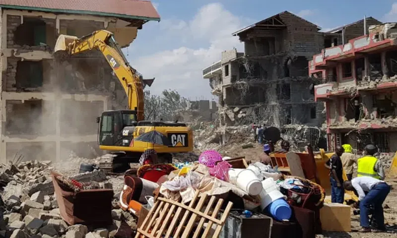 One of the demolished buildings in Nyama Villa