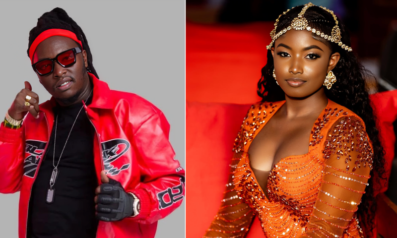 A collage of Shatta Bway and Claudia Naisabwa